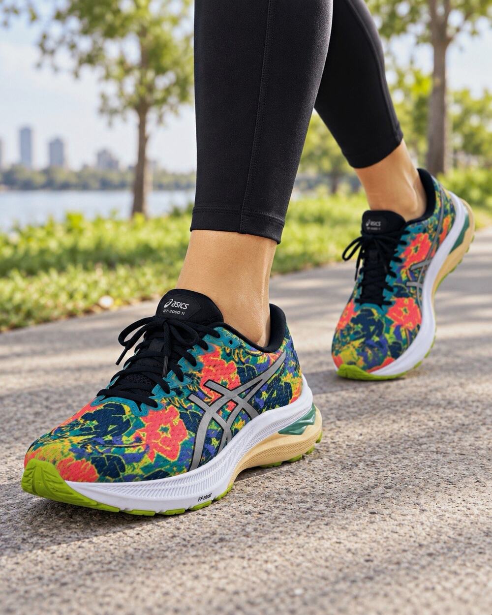 ASICS GT-2000 11 Women 8 Running Mesh Shoes Floral Multicolor FF Blast 1012B444